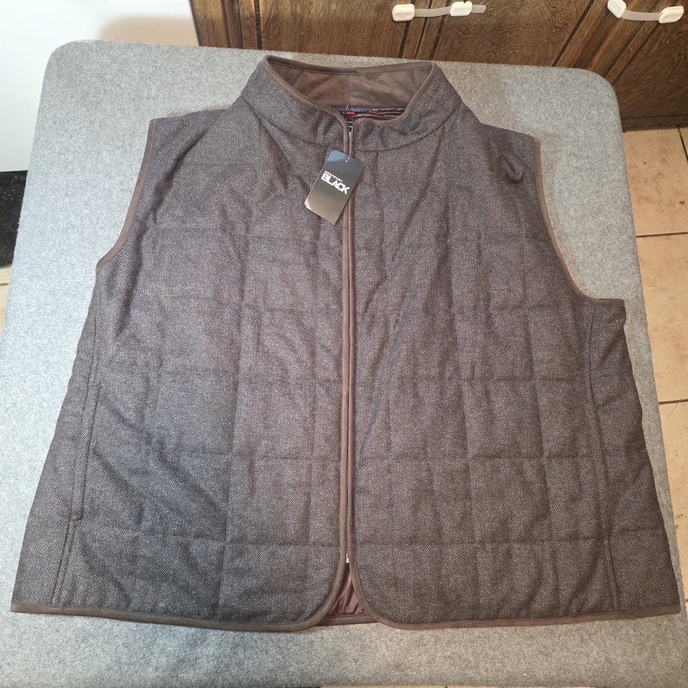 Westport Black Brown Herringbone Vest Quilted 2xt New L1 $295